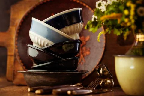 Vintage tableware Stock Photos