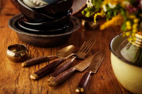 Vintage tableware Stock Photos