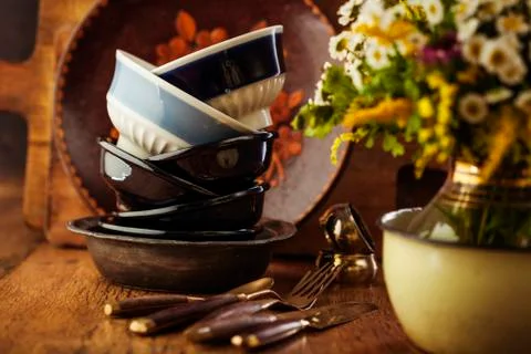 Vintage tableware Foto stock