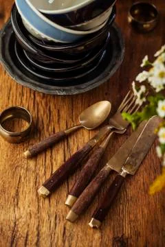 Vintage tableware Stock Photos