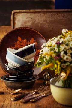 Vintage tableware Stock Photos