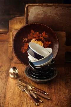 Vintage tableware Stock Photos