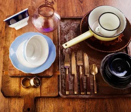 Vintage tableware Stock Photos