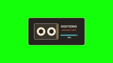 Vintage Tape Digitization Progress Green Screen Overlay Stock Footage 343663253