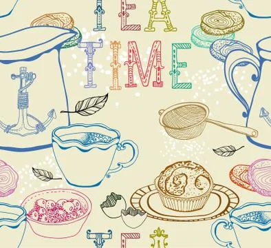 Vintage tea background Stock Illustration