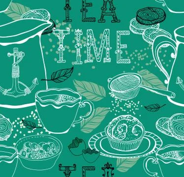 Vintage tea background Stock Illustration