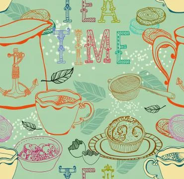 Vintage tea background Stock Illustration