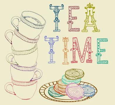 Vintage tea time background Stock Illustration