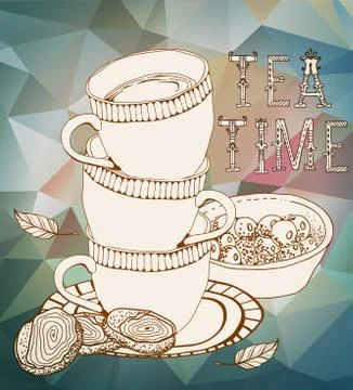 Vintage tea time background Stock Illustration