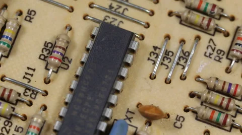 Vintage Tech Old Technology Pan Circuit Electronic Board Components Background Stock Footage 44354548