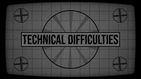 Vintage Technical Difficulties Screen with Retro TV Test Pattern Animation Stock Footage 346862277