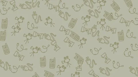 Vintage Technology and Electronic Doodle Seamless Pattern Background Stock Footage 344909087