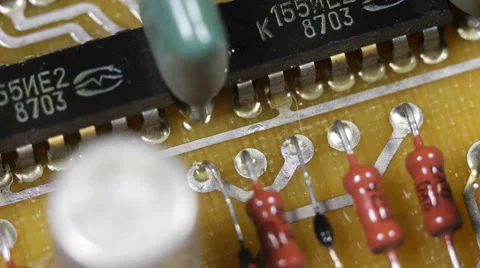 Vintage Technology Rotation Main Board Electronic Components Networking Systems Stock Footage 44354024