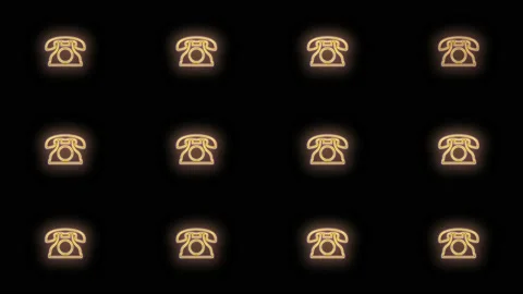 Vintage telephone pattern with pulsing neon yellow light Stock Footage 217423512