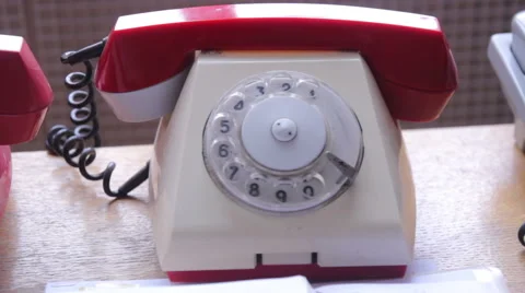 Vintage telephone on the table Stock Footage 64466041