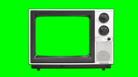 Vintage Television with Chroma Green Screen and Background Stock Photos
