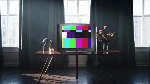 Vintage Television Interior Green Screen Overlay Stock-Footage 344728822
