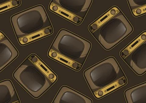 Vintage Television seamless pattern Stock Illustration