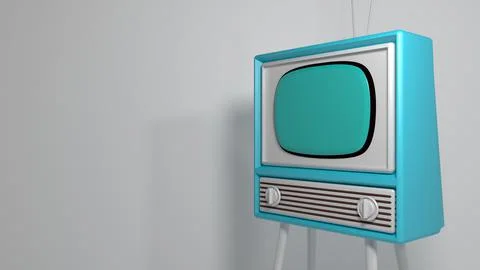 Vintage television  side angle view, 3D rendering Stock Illustration