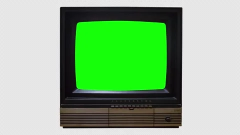 Vintage Television Static Noise Switching to Green Screen Alpha Channel Stock Footage 336716745