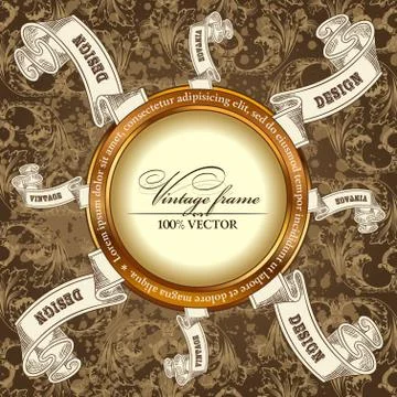 Vintage template Background with Label scroll Stock Illustration