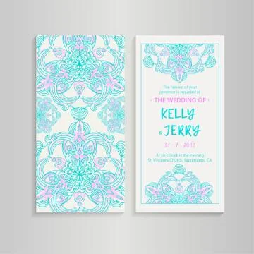 Vintage template design layout for Wedding invitation. Stock Illustration
