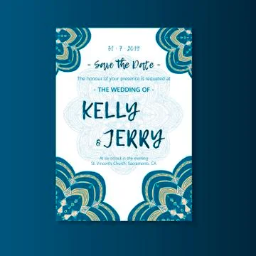 Vintage template design layout for Wedding invitation. Stock Illustration