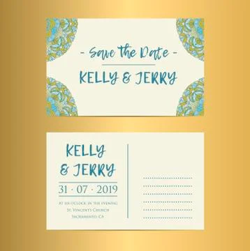 Vintage template design layout for Wedding invitation. Stock Illustration