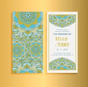 Vintage template design layout for Wedding invitation. Illustrazione stock