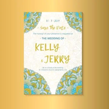 Vintage template design layout for Wedding invitation. Stock Illustration