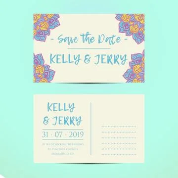 Vintage template design layout for Wedding invitation. Illustrazione stock