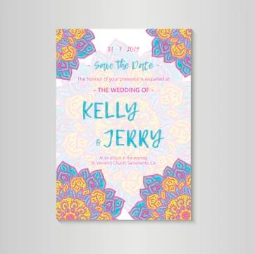 Vintage template design layout for Wedding invitation. Stock Illustration