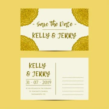 Vintage template design layout for Wedding invitation. Stock Illustration
