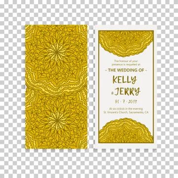 Vintage template design layout for Wedding invitation. Stock Illustration