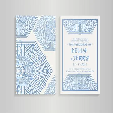 Vintage template design layout for Wedding invitation. Stock Illustration