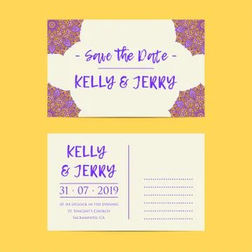 Vintage template design layout for Wedding invitation. Stock Illustration