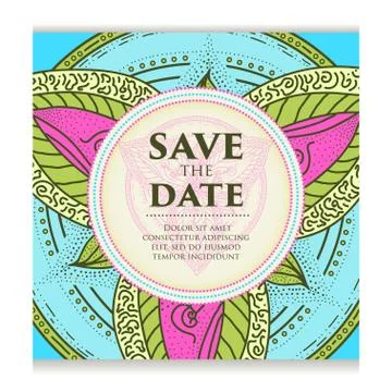 Vintage template design layout for Wedding invitation. Wedding invitation, th Stock Illustration