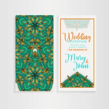 Vintage template design layout for Wedding invitation. Wedding invitation, th Stock Illustration