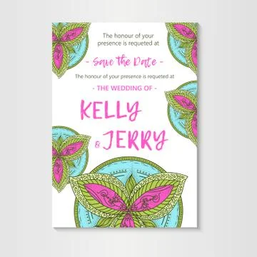 Vintage template design layout for Wedding invitation. Wedding invitation, th Stock Illustration