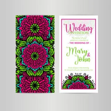 Vintage template design layout for Wedding invitation. Wedding invitation, th Stock Illustration
