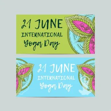 Vintage template design vector illustration of international yoga day. Orient Stock Illustration
