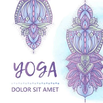 Vintage template design vector illustration of international yoga day. Orient Stock Illustration