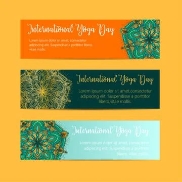 Vintage template design vector illustration of international yoga day. Orient Stock Illustration