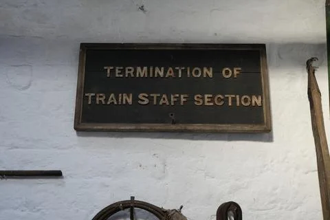 Vintage 'Termination Of Train Staff Section' Sign At High Peak Junction, Stock Photos