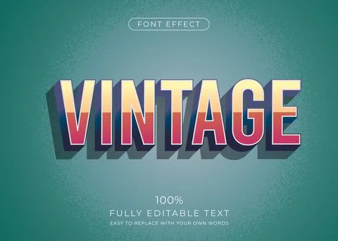 Vintage text effect. Editable font style Stock Illustration
