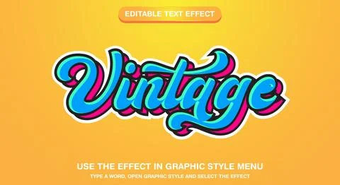 Vintage text effect editable retro text 库存插图