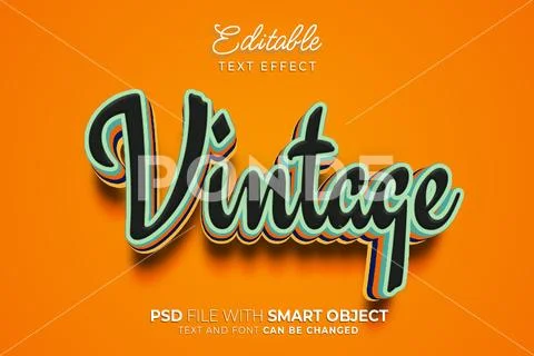 Vintage text effect editable style font PSD Template