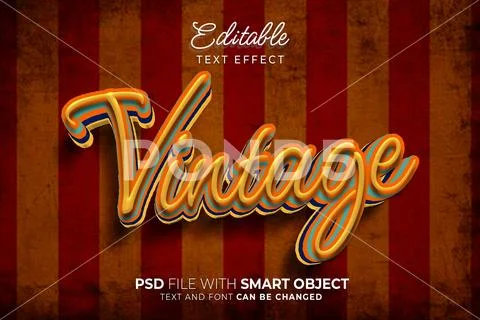 Vintage text effect editable style font PSD Template