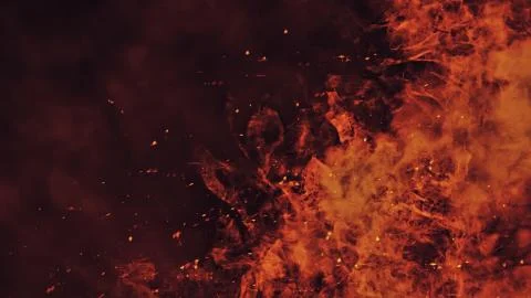 Vintage texture of burn fire with particles embers. Flames on isolated black  Stock Illustration