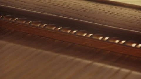 Vintage textured oak solid wood kitchen door facade close-up revolves in a circl Stock Footage 227538005